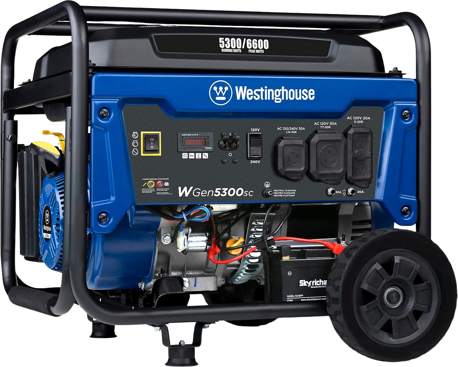 Westinghouse WGen5300sc Generator 5300W/6600W 30 Amp Electric Start Gas with CO Sensor New