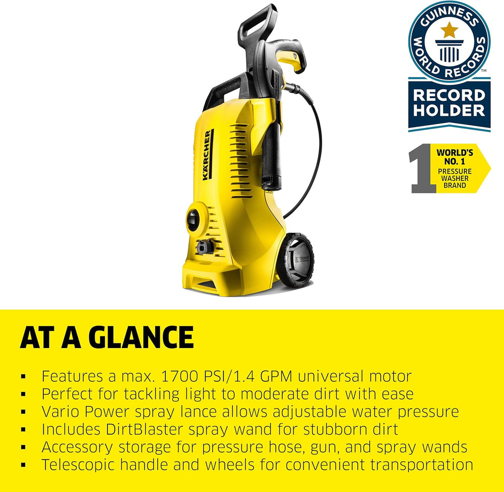 Karcher K2 Power Control Electric Pressure Washer 1700 PSI 1.4 GPM with 2 Lances New