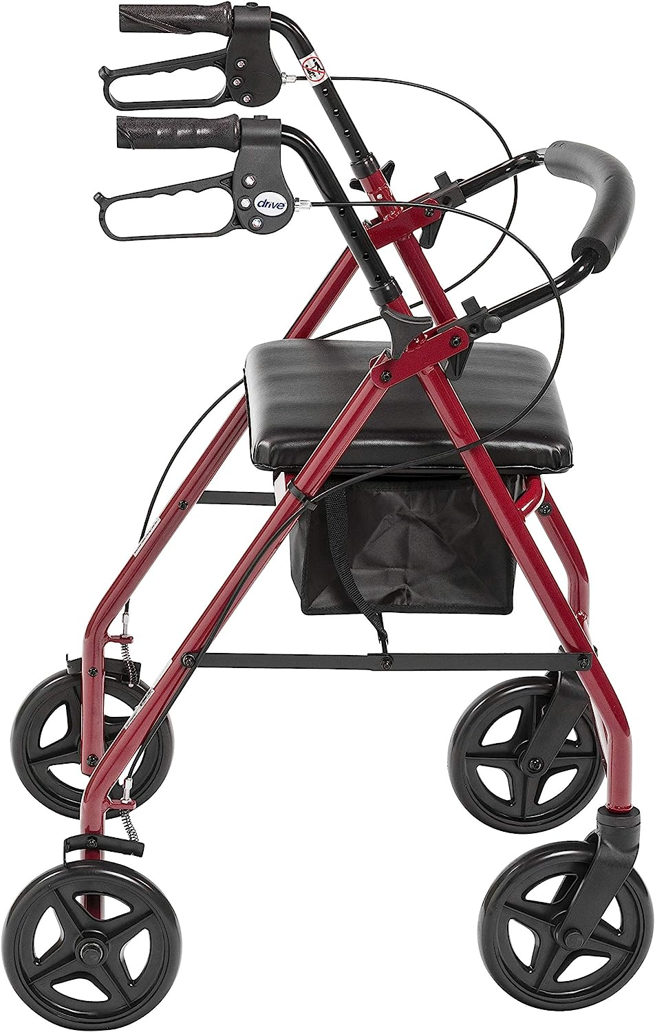 Drive Medical R728RD Aluminum Rollator Walker 4 Wheels 7.5" Casters Red New