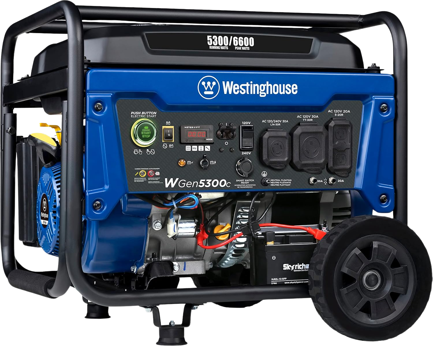 Westinghouse WGen5300c Generator 5300W/6600W 30 Amp Remote Start Gas with CO Sensor New