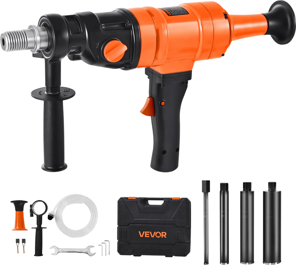 Vevor Core Drill Rig 8" Diameter Handheld with 4 Drill Bits 1800W New