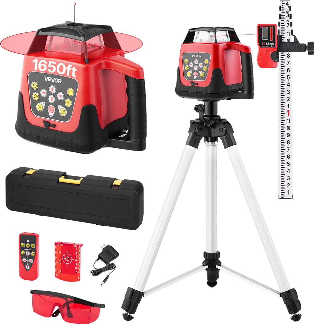 Vevor Rotary Laser Level Kit with Tripod 1650 ft. 360-Degree Self Leveling Remote Control New