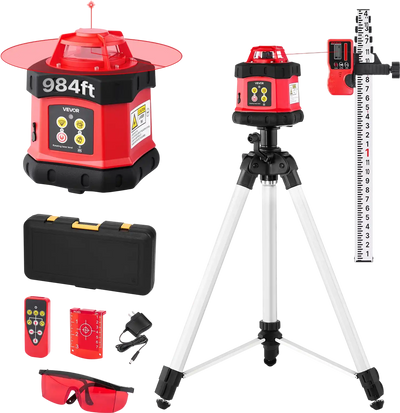 Vevor Rotary Laser Level Kit 984 ft 360-Degree Self Leveling with Tripod Scale Remote Control New