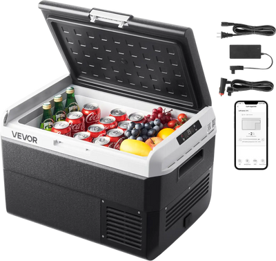 Vevor Car Refrigerator 52.8 Qt Capacity Adjustable Temp 12/24V DC 100-240V AC New