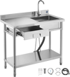 Vevor Utility Sink 39.4 x 19.7 in. with Drawer Left Drainboard Stainless Steel New