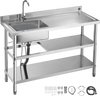 Vevor Utility Sink 47.2 x 19.7 in. with Dual Storage Shelves Right Drainboard New