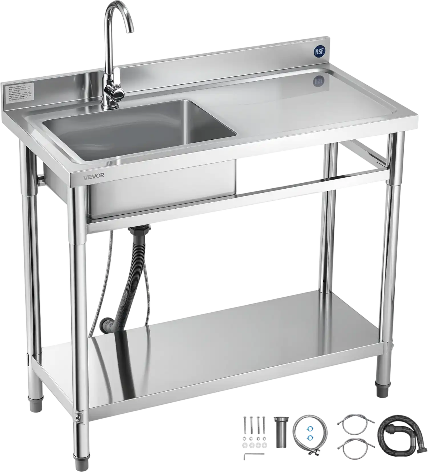 Vevor Utility Sink 39.4 x 19.7 in. with Right Drainboard Stainless Steel New