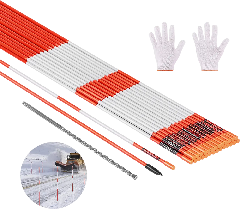 Vevor Driveway Markers 48" Hi-Visibility Reflectors 1/4" Dia. 500-pieces with Auger Bit New