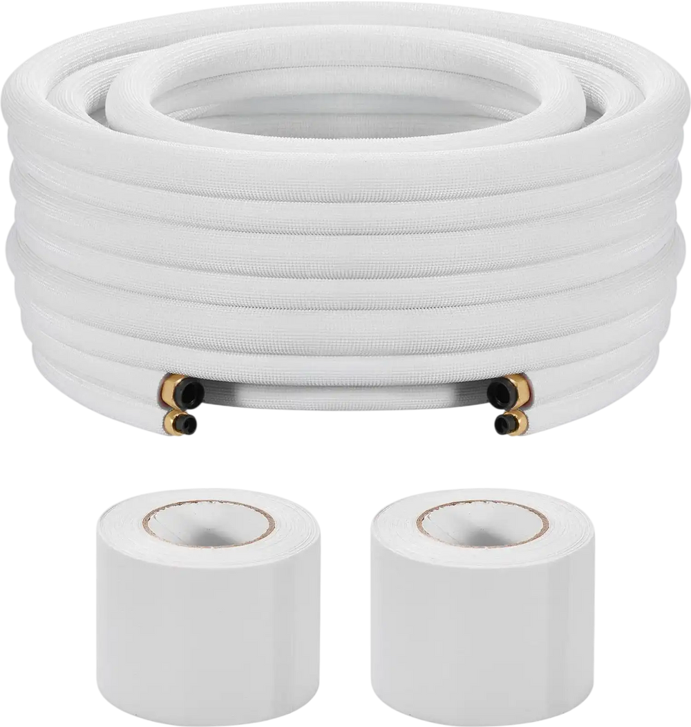 Vevor Mini Split Line Set 100 ft. 1/4" and 1/2" OD Copper Tubing Insulated with Flared Nuts New