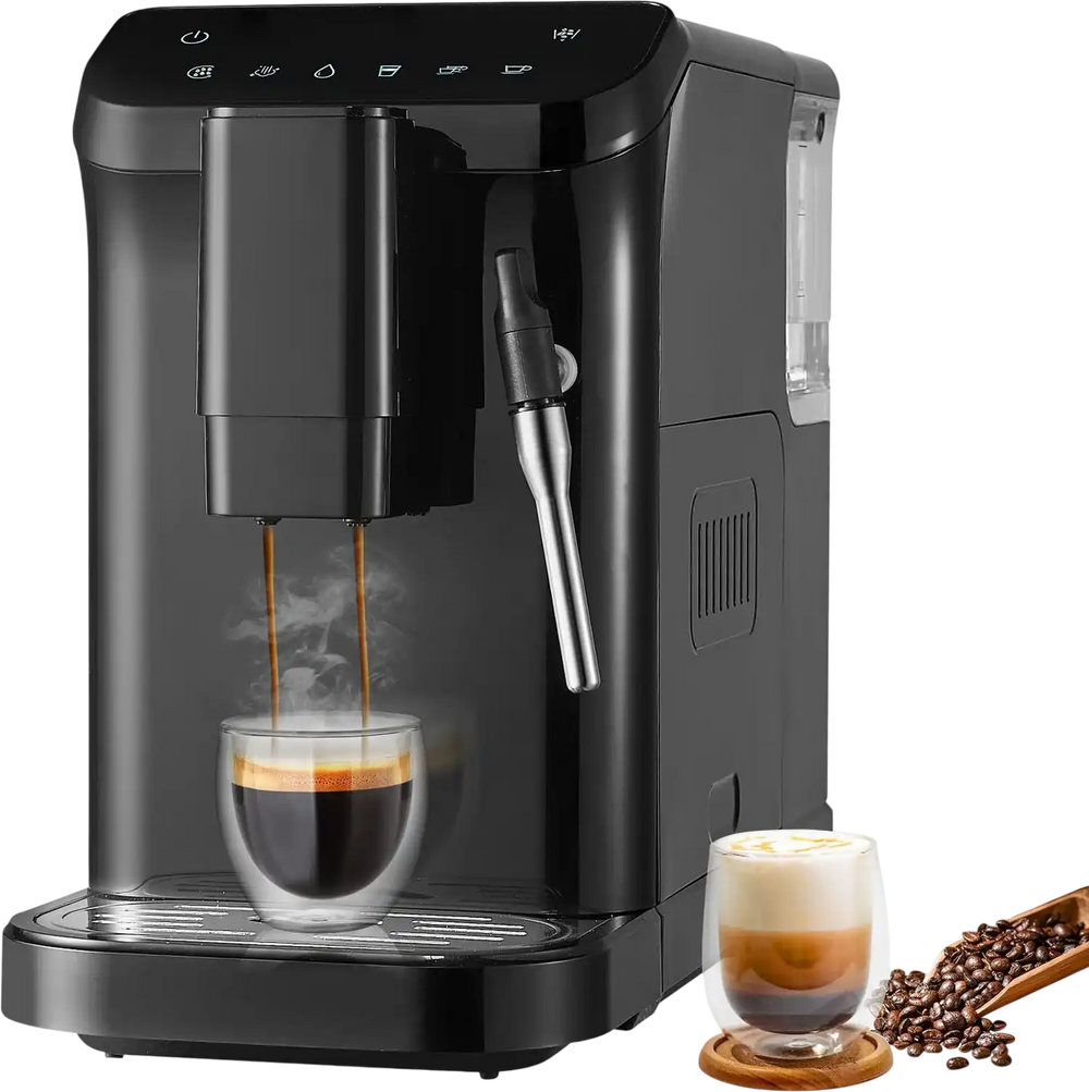 Vevor Automatic Espresso Machine with Frother Steam Wand Built-in Grinder 1.5L Water Tank New