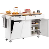 Vevor Kitchen Island Cart 60" with Drop Leaf Wheels Storage New