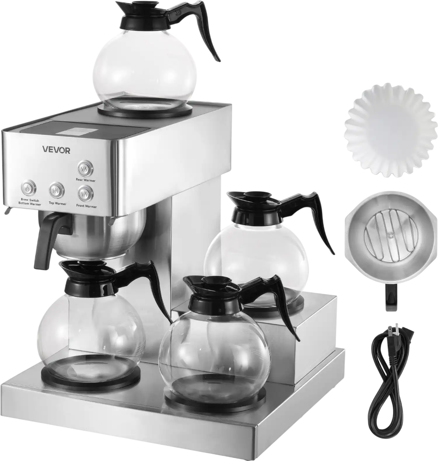 Vevor Commercial Drip Coffee Maker 12 Cups with 4 Glass Carafes Warmer Plates New