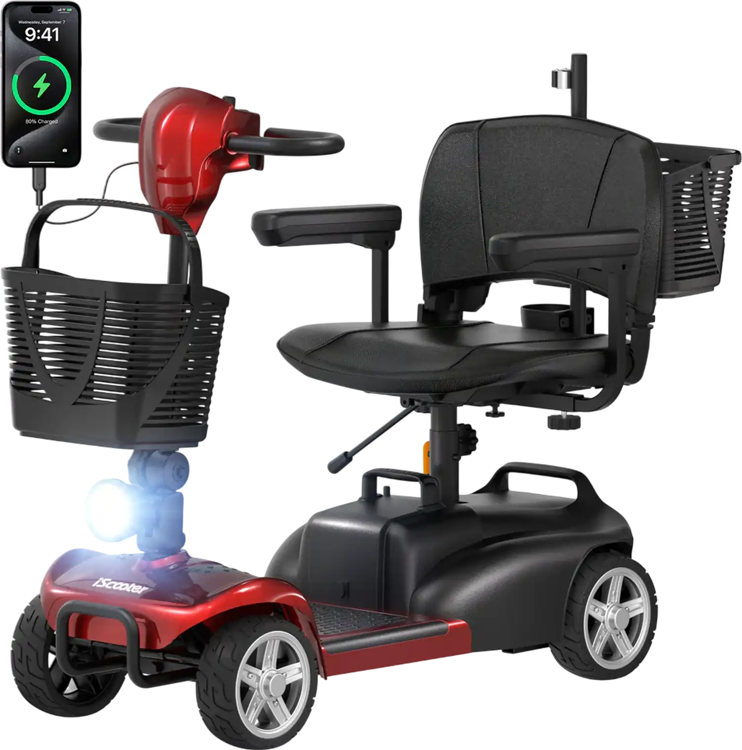 iScooter X02 Pro Mobility Scooter 4-Wheel 20 Mile Range 6.2 MPH 24V 20Ah New