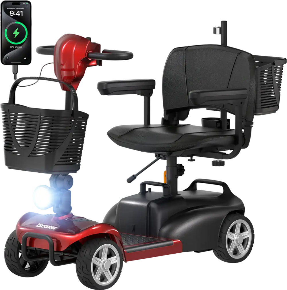 iScooter X02 Pro Mobility Scooter 4-Wheel 20 Mile Range 6.2 MPH 24V 20Ah New