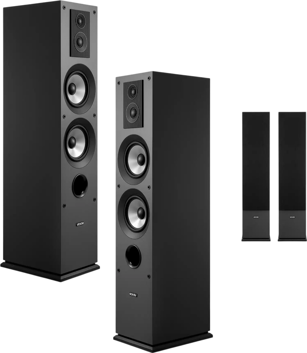 Vevor Floor-Standing Tower Speakers 3-Way with Tweeters and Dual 5.25" Woofers 145W New
