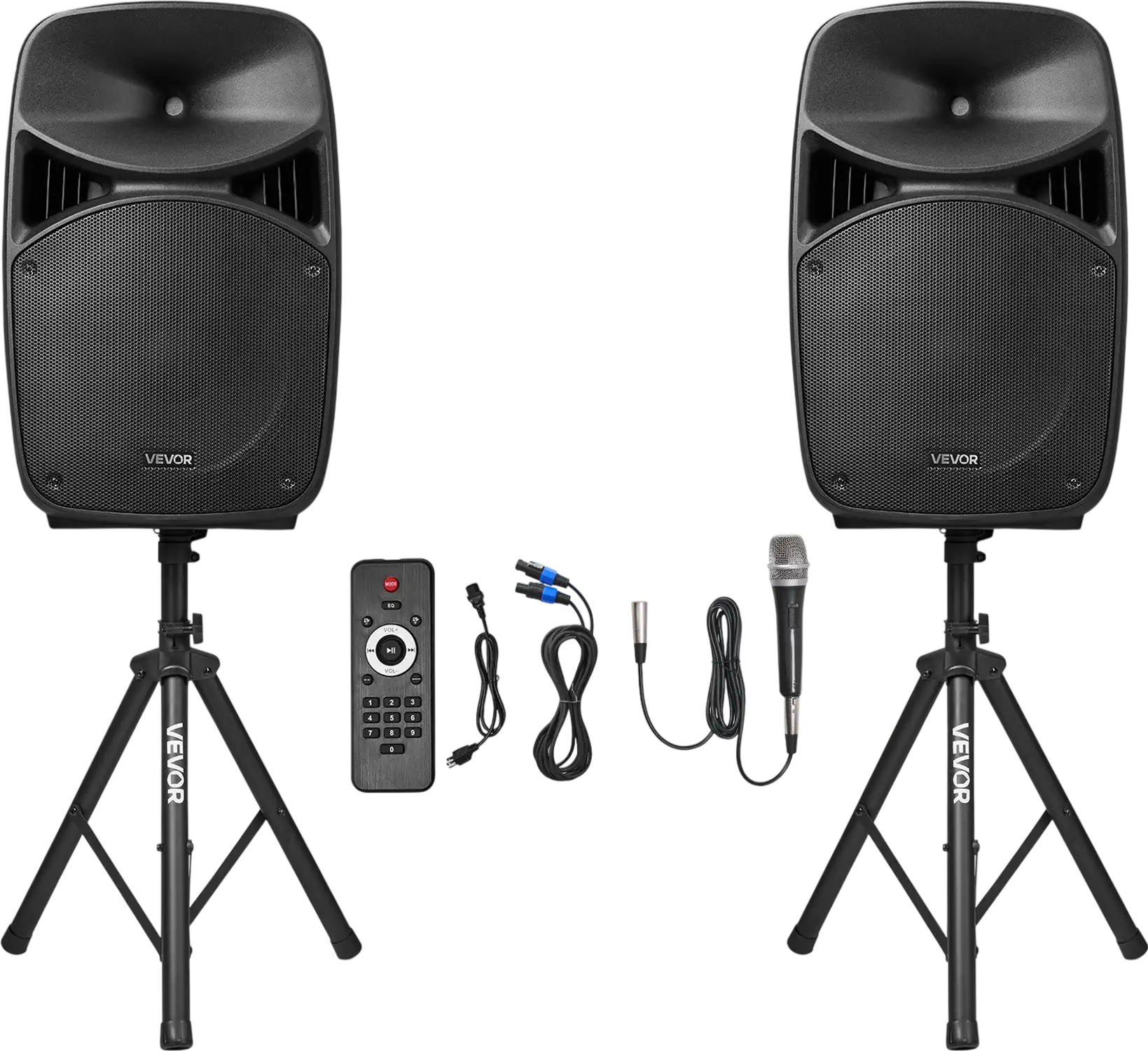 Vevor Portable PA System with 3 Channel Mixer Dual Speakers Wireless Bluetooth 2000W New
