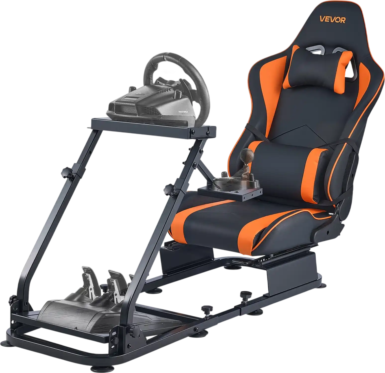 Vevor Racing Wheel Stand with Seat Dual-Rail Dual-Arm Heavy Duty New
