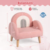 Kids armchair in pink with comfy backrest and armrests, made of soft teddy fleece, suitable for ages 3-5 years.