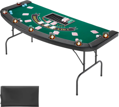 Vevor Poker Table 7 Player 72 in. Foldable with Padded Rails Cup Holders New