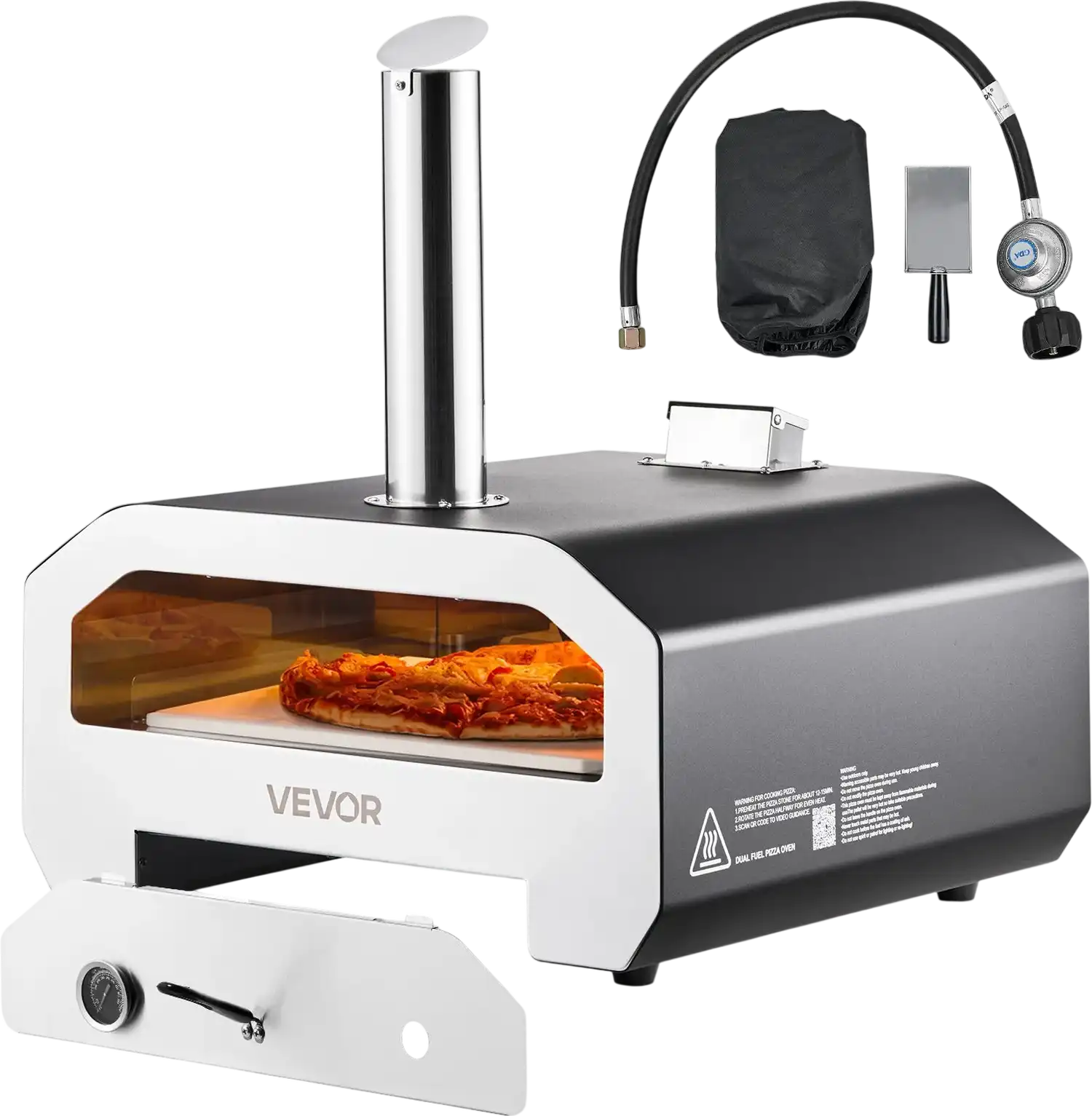 Vevor Pizza Oven 16 in. Dual Fuel Wood Propane with Thermometer New