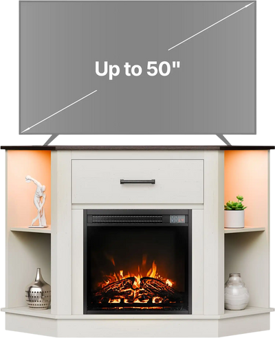 Vevor TV Stand Entertainment Center with 18 in. Electric Fireplace LED Lights New