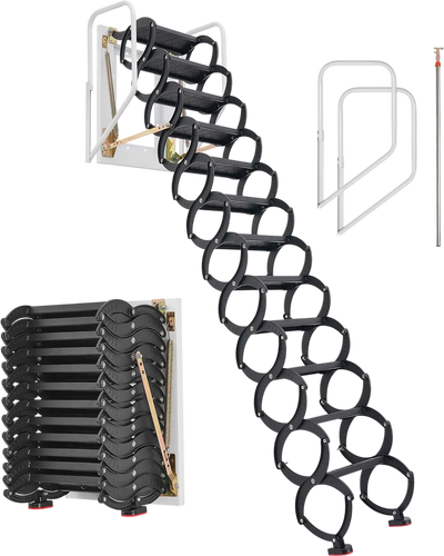 Vevor Attic Ladder Wall-Mounted Fits 9.5-10 ft. Ceilings 660 lb. Capacity New