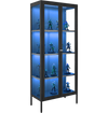 Vevor Display Cabinet 66" Tall 4-Tier Storage with Glass Doors 3 Color Lights New