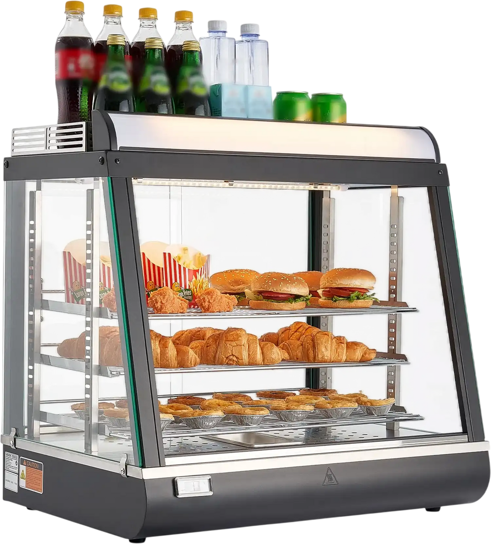 Vevor Food Warmer Commercial Display 3-Tier with Adjustable Shelves LED Light 1200W New