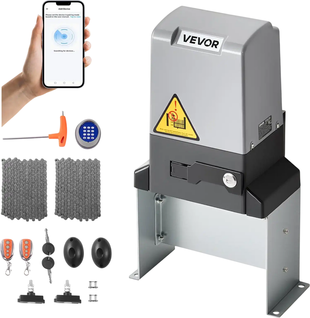 Vevor Automatic Gate Opener 4,409 lb. Capacity with Infrared Sensor Wi-Fi Remote Control 900W New