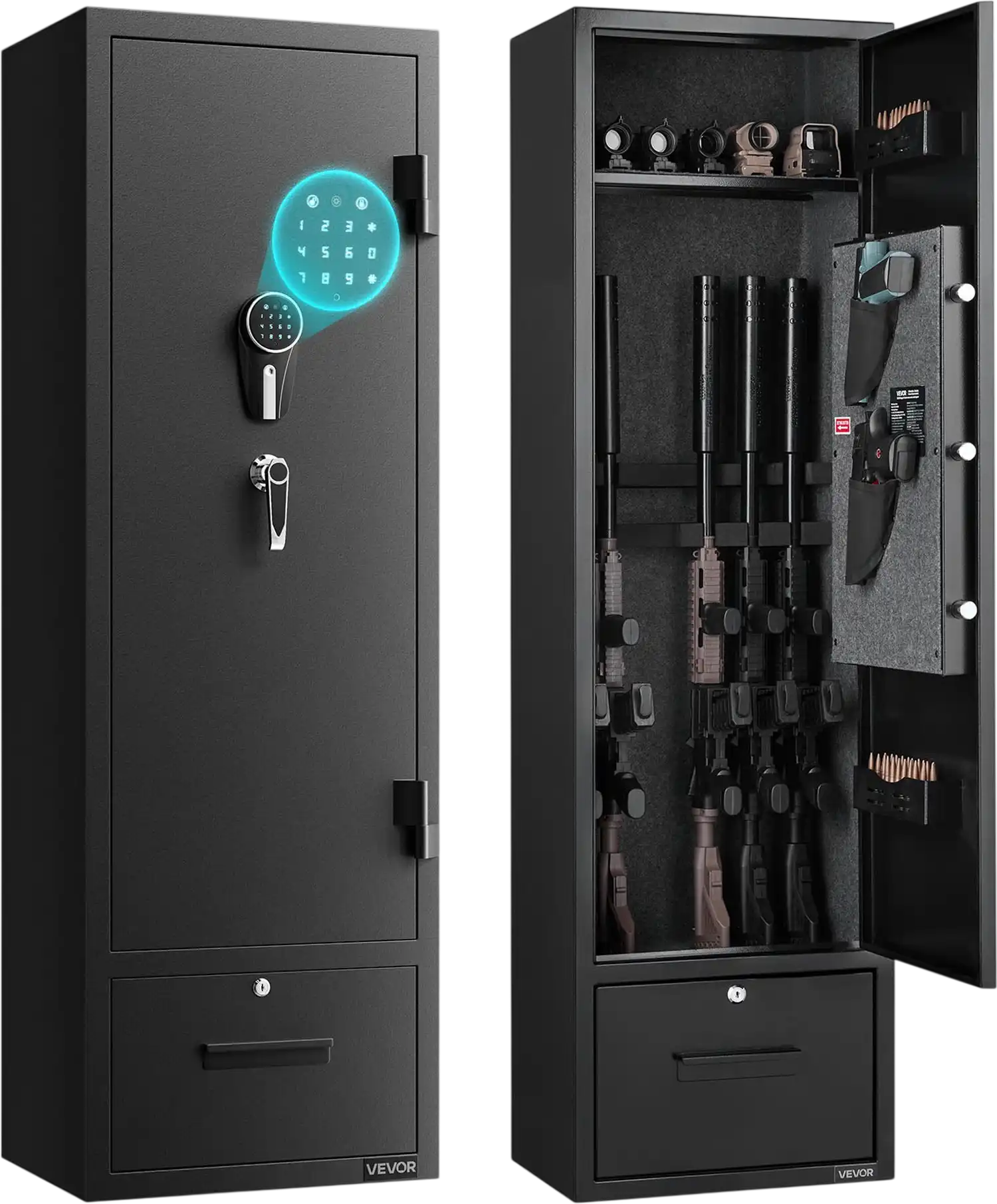 Vevor Gun Safe Cabinet 4-Rifle Quick Access with Key and Password Lock New