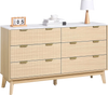 Vevor Fluted Wooden Dresser 54 x 15 x 32 in. 6 Drawer Organizer New