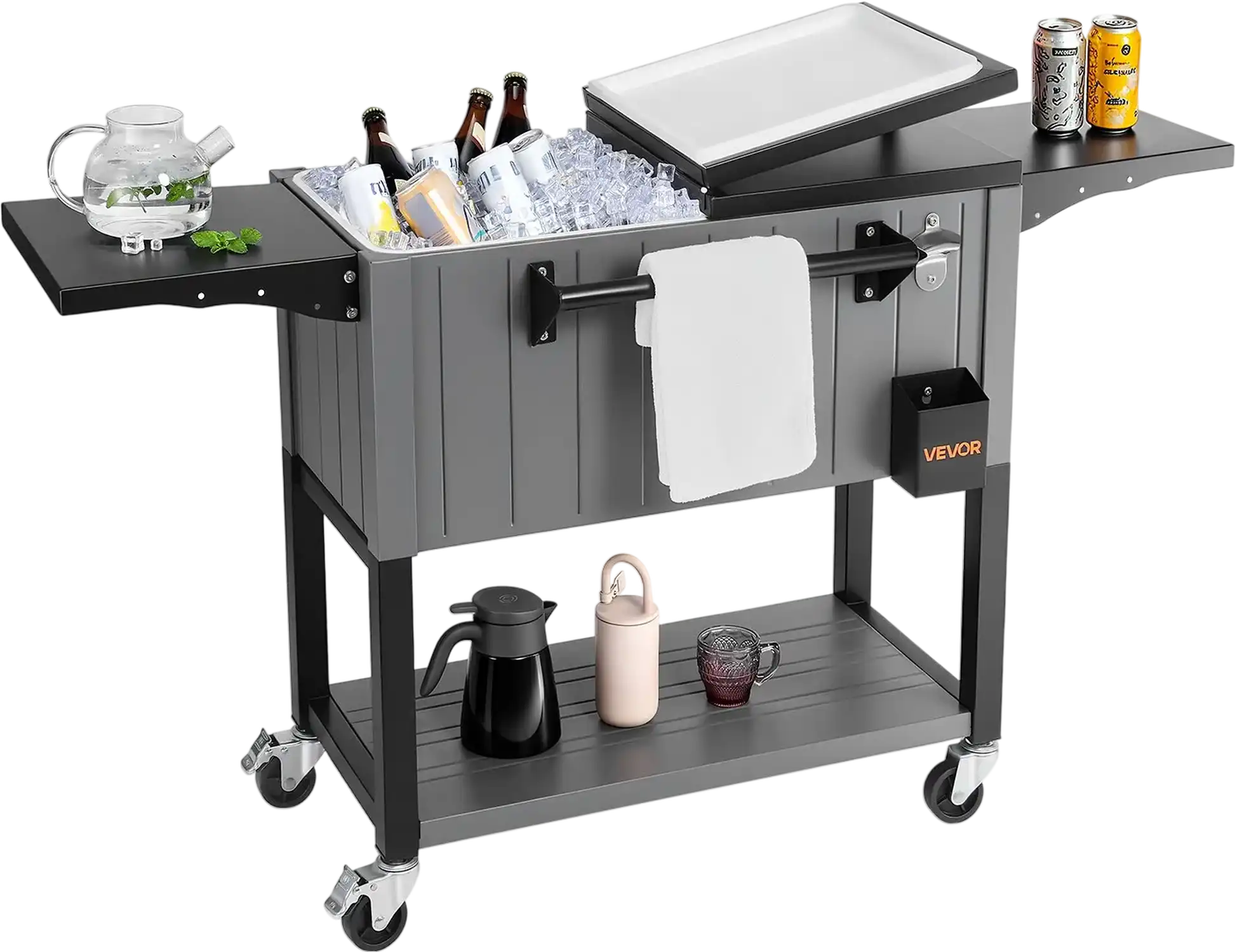 Vevor Rolling Ice Chest 80 Qt. with Foldable Side Shelves New