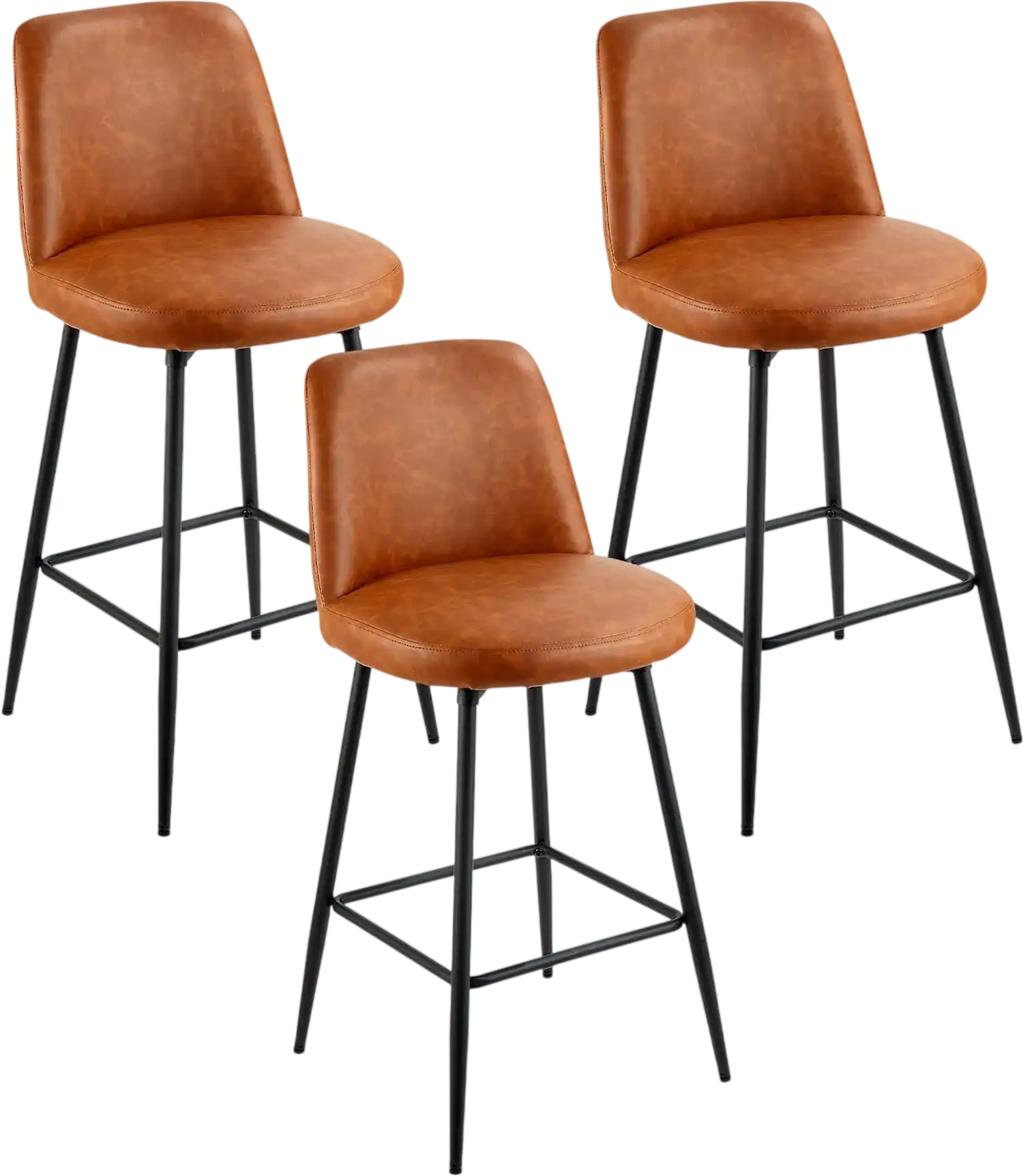 Vevor Bar Stool 3-Piece Set 27 in. Counter Height 360° Swivel PU Leather New