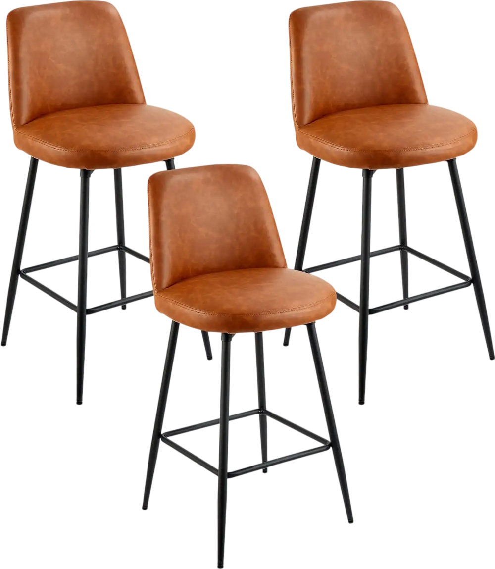 Vevor Bar Stool 3-Piece Set 27 in. Counter Height 360° Swivel PU Leather New