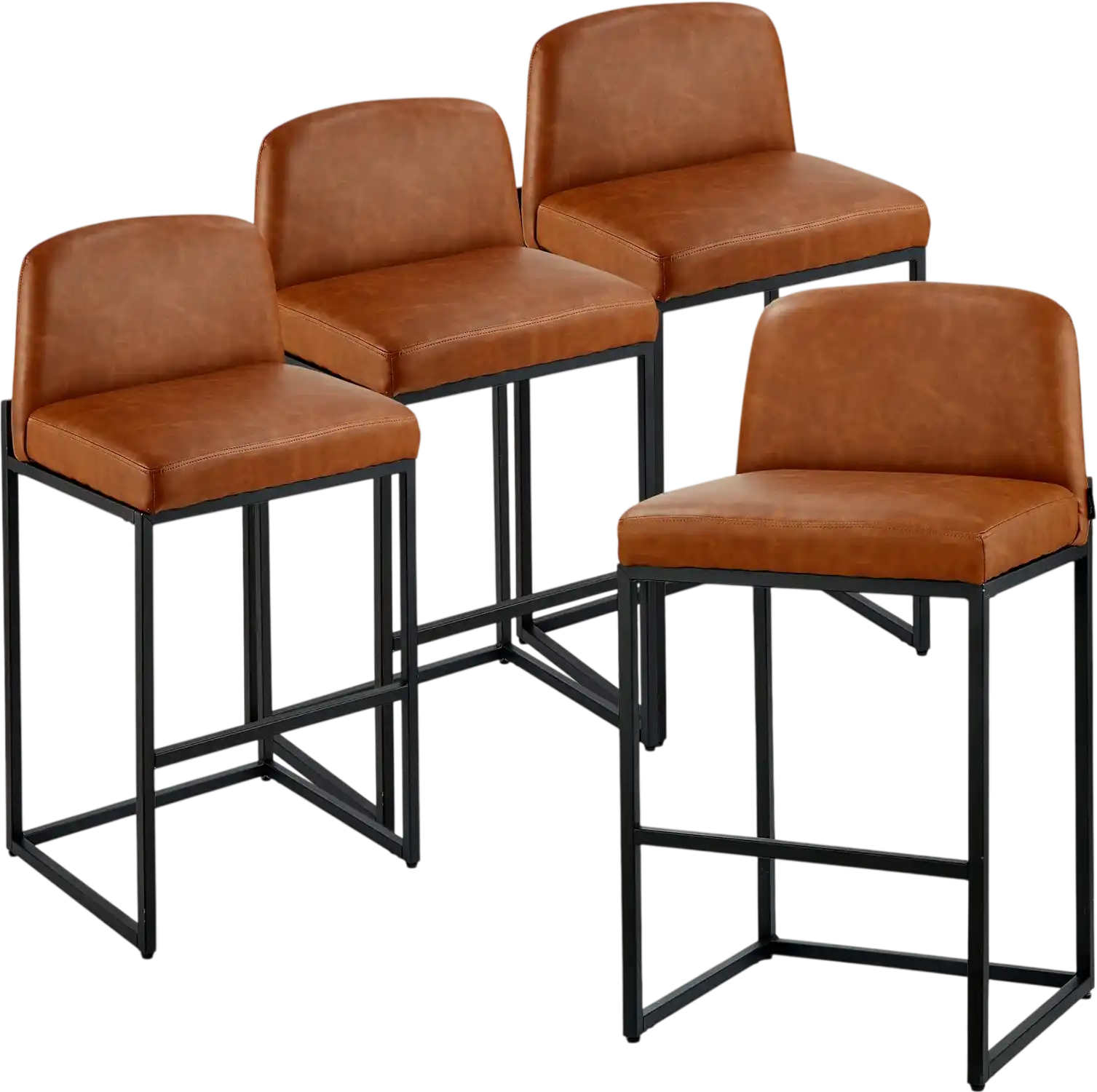 Vevor Bar Stool 4-Piece Set 27 in. Counter Height PU Leather with Backrest New