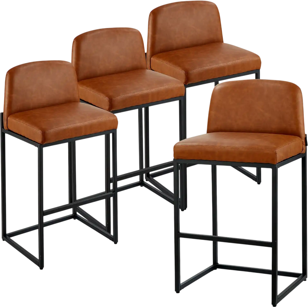 Vevor Bar Stool 4-Piece Set 27 in. Counter Height PU Leather with Backrest New
