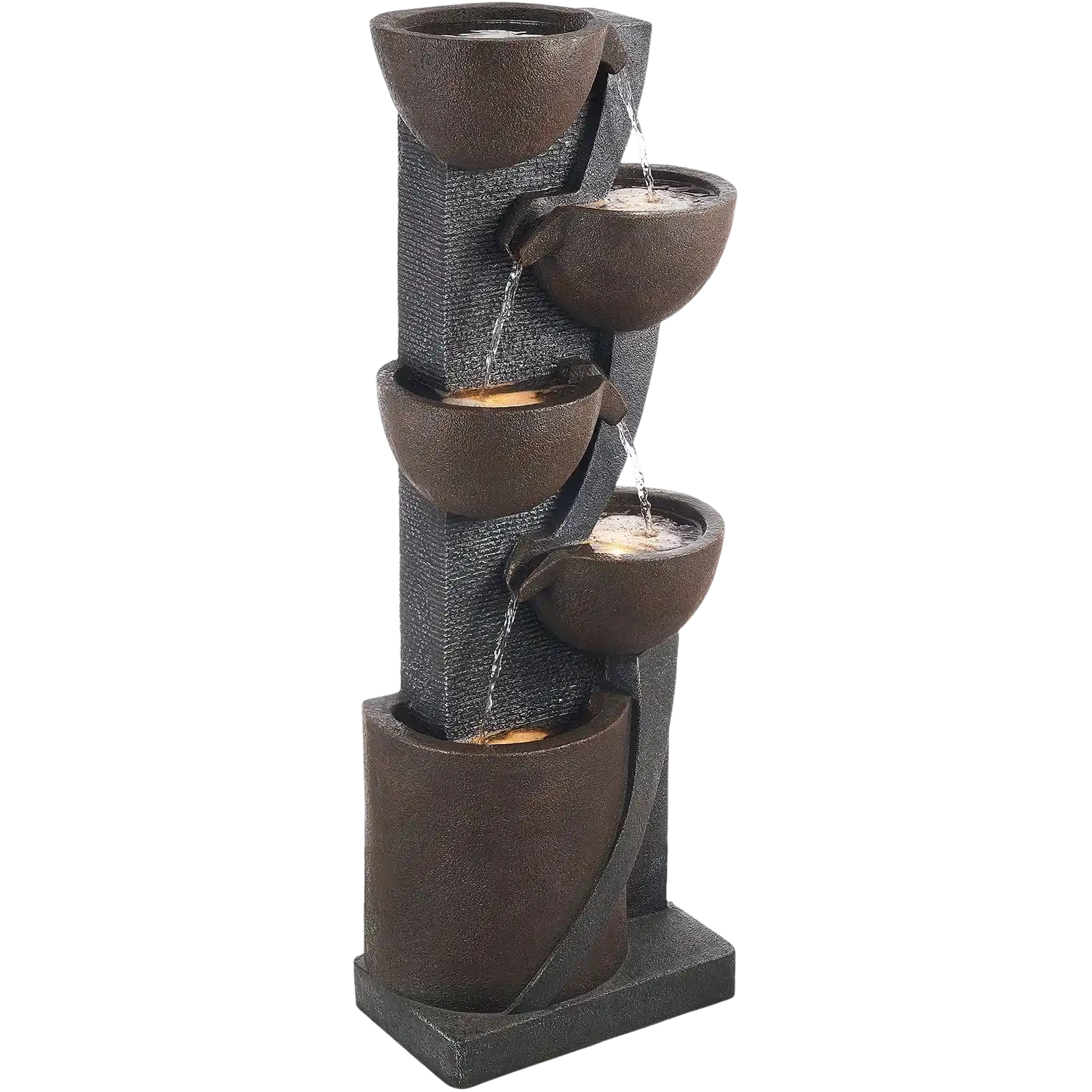 Vevor Outdoor Water Fountain 49.6 in. 5-Tier Cascading Jars with LED Light and Pump New