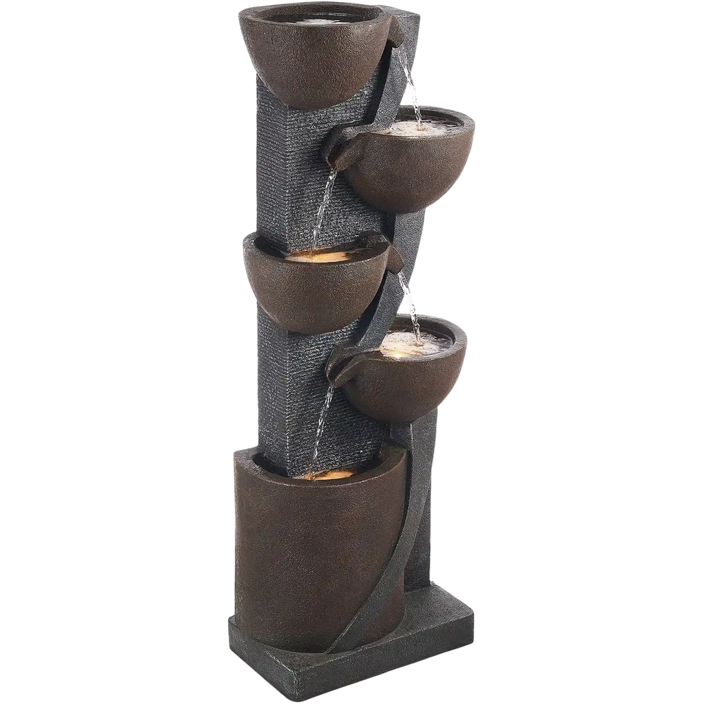 Vevor Outdoor Water Fountain 49.6 in. 5-Tier Cascading Jars with LED Light and Pump New