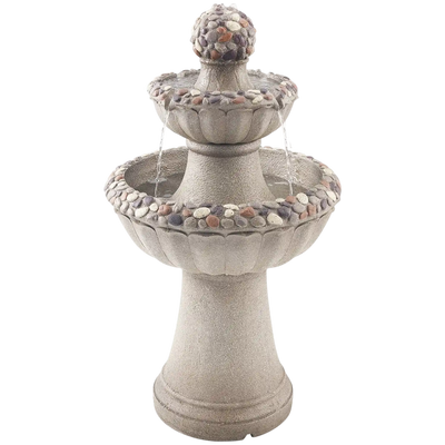 Vevor Outdoor Water Fountain 36.5 in. 2-Tier Rock Base Style with Pump New