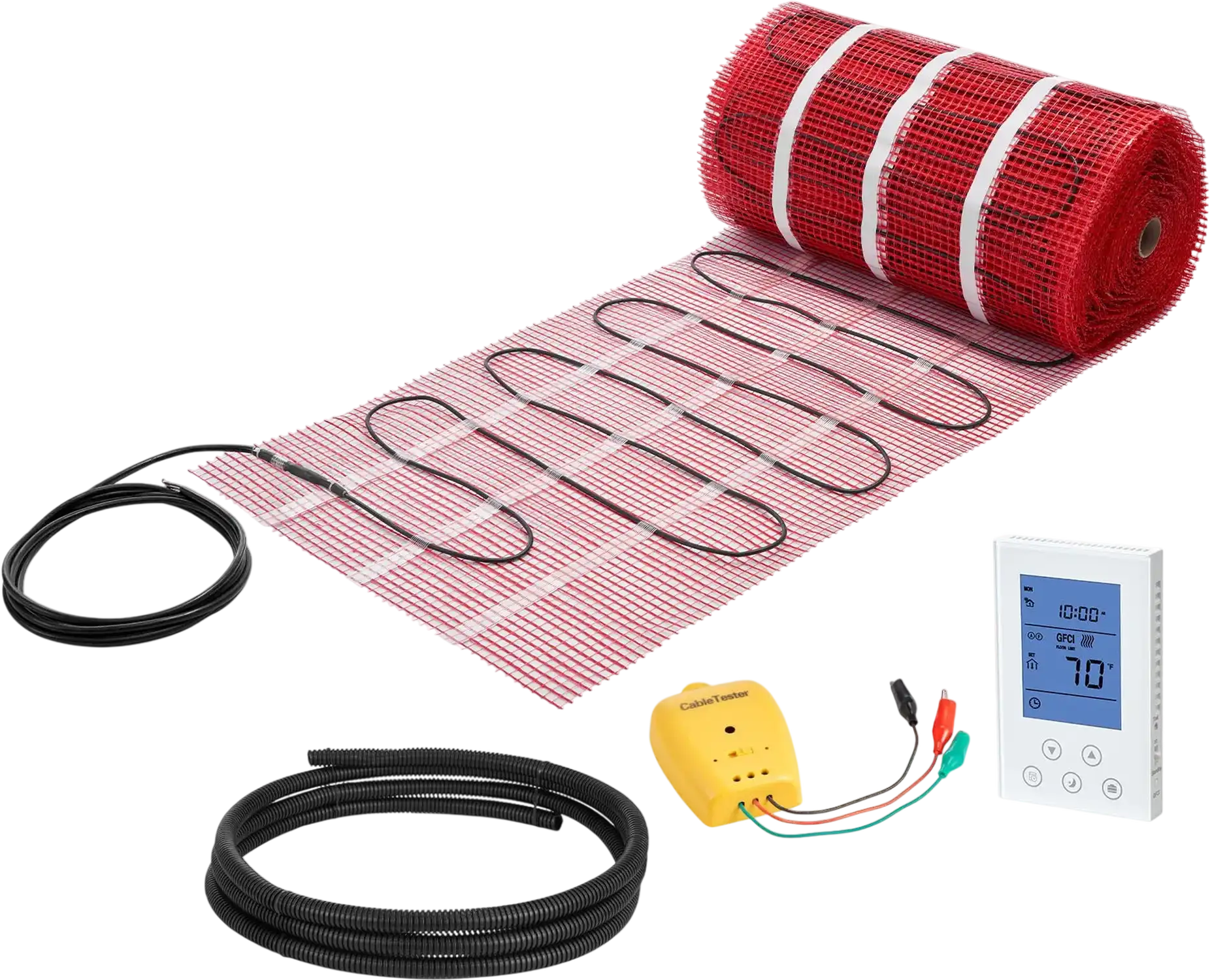 Vevor Floor Heating Mat System 150 Sq. Ft. Self-Adhesive Mesh Smart Control Thermostat 120V New