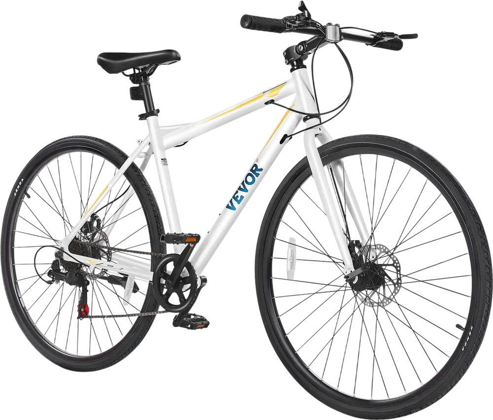 Vevor Hybrid Bicycle Step-Over Aluminum Frame 700c Tires 7-Speed New
