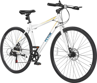 Vevor Hybrid Bicycle Step-Over Aluminum Frame 700c Tires 7-Speed New