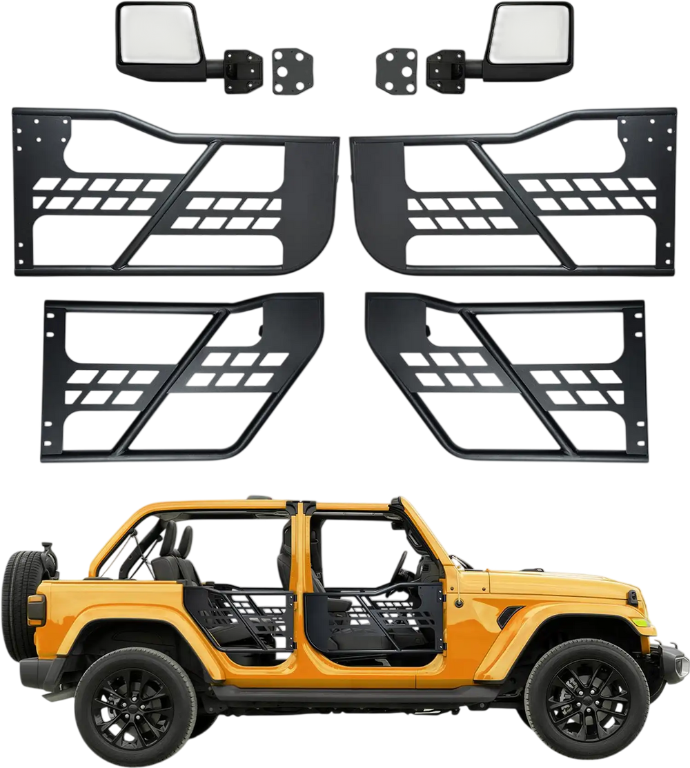 Vevor Jeep Tube Doors Hunting Style with Rear View Mirrors for 2007-2018 Wrangler JK New