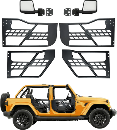 Vevor Jeep Tube Doors Hunting Style with Rear View Mirrors for 2007-2018 Wrangler JK New