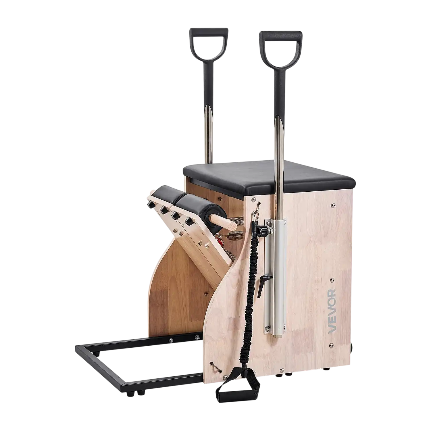 Vevor Pilates Chair Exercise Reformer Split-Pedal with Handles Wood Frame New