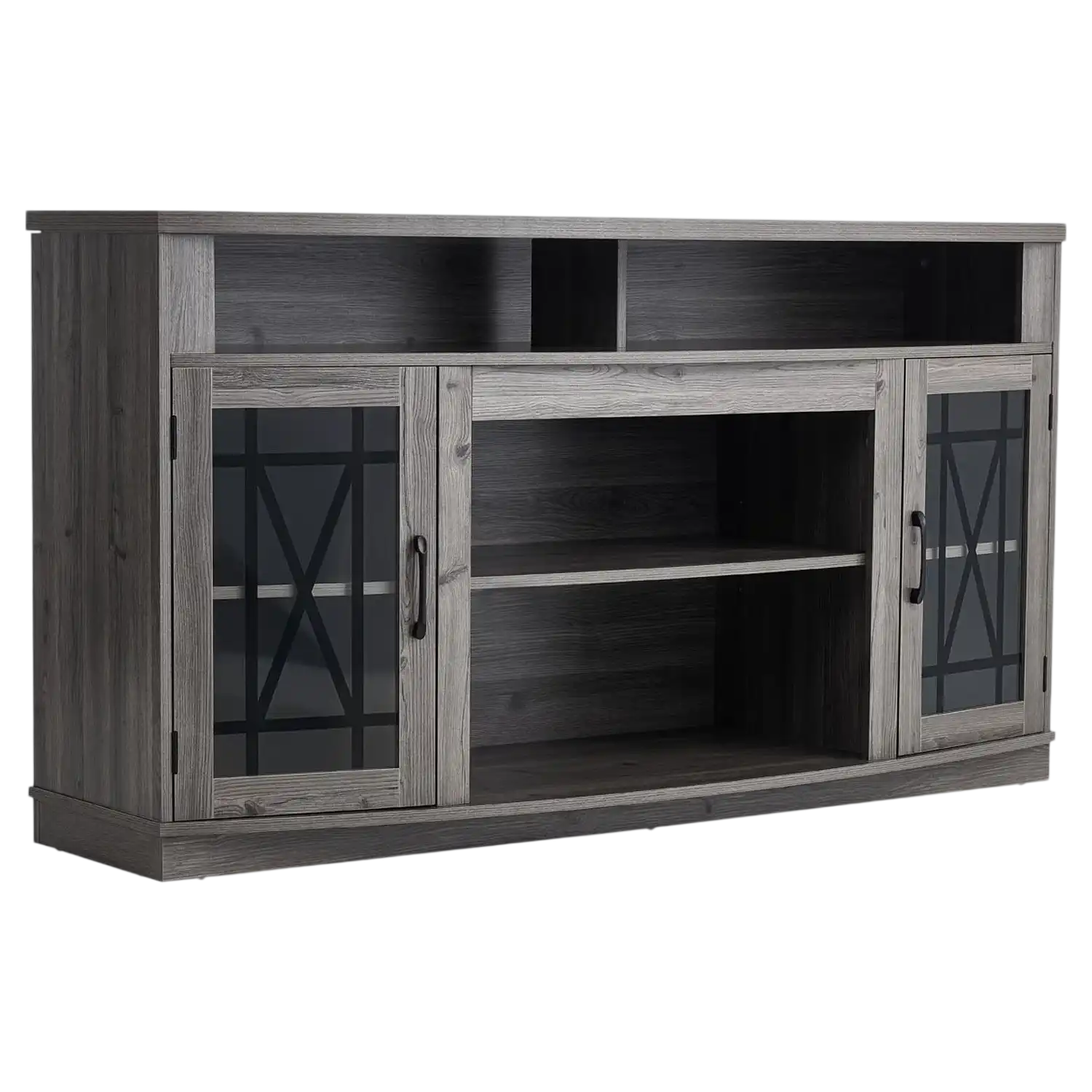 Vevor TV Stand 59 in. Entertainment Center with Light Strips Glass Doors New