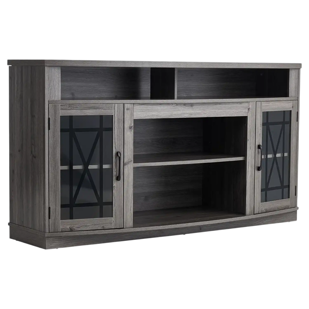 Vevor TV Stand 59 in. Entertainment Center with Light Strips Glass Doors New