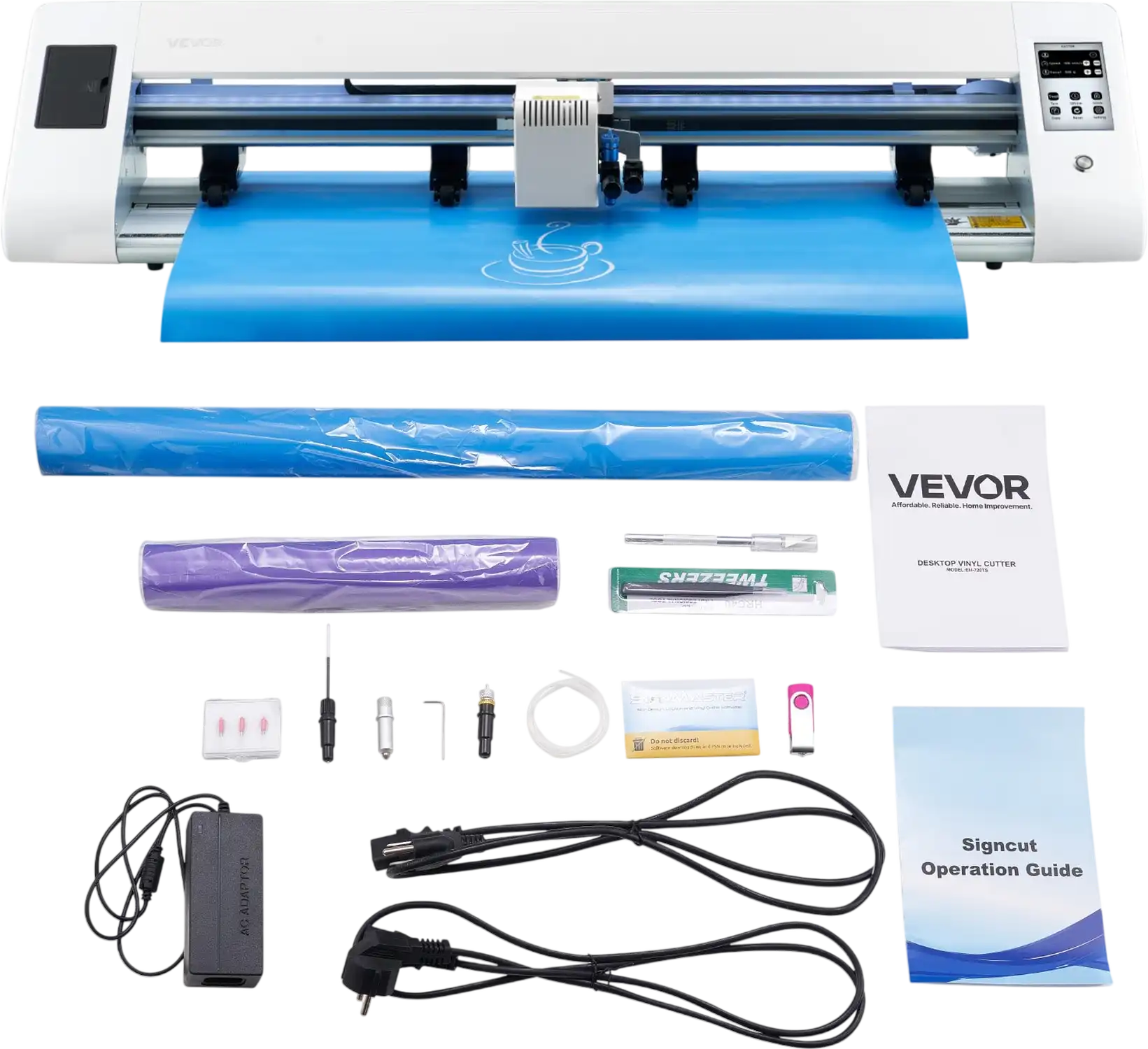 Vevor Vinyl Cutter Machine 21 in. with Auto Edge Detection Adjustable Speed New