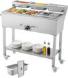 Vevor Commercial Steam Table 5 Food Pans 3 Condiment Pans 3" Wheels Stainless Steel New