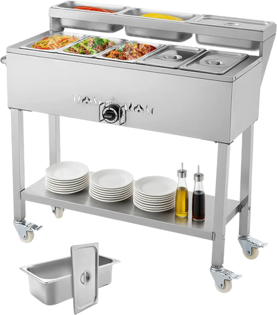 Vevor Commercial Steam Table 5 Food Pans 3 Condiment Pans 3